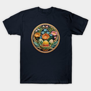 Easter Eggs Embroidered Patch T-Shirt